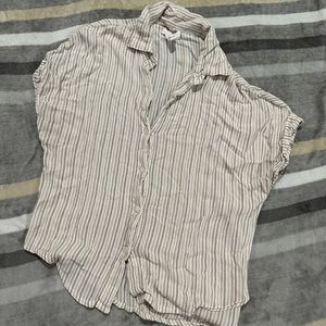 Button Up Linen (Almost Sheer) Babydoll Shaped Crop Top